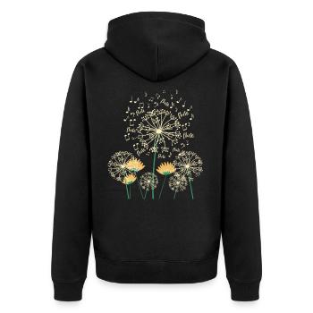 Pusteblume Flöte - Unisex Premium Bio Zip Hoodie - Schwarz - Hinten - Nico (187cm)