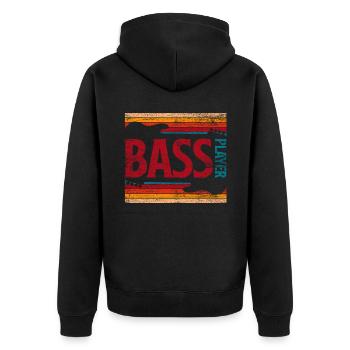 Bassgitarre Bassist - Unisex Premium Bio Zip Hoodie - Schwarz - Hinten - Nico (187cm)