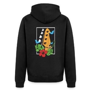 Bassgitarre - Unisex Premium Bio Zip Hoodie - Schwarz - Hinten - Nico (187cm)