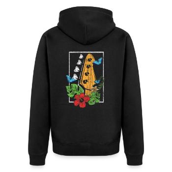 Bassgitarre Musikinstrument - Unisex Premium Bio Zip Hoodie - Schwarz - Hinten - Nico (187cm)