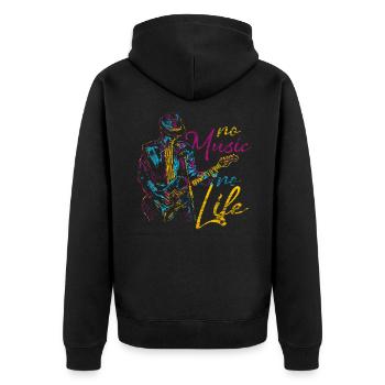 Vie de musique de guitare - Veste à capuche bio Premium Unisexe - noir - Dos - Nico (187cm)