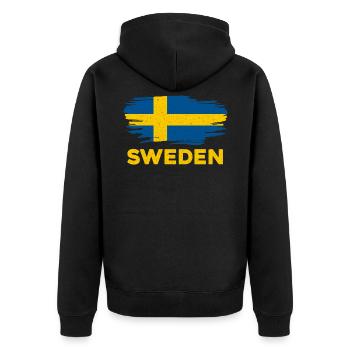 Sweden - Unisex Premium Organic Zip Hoodie - black - Back - Nico (187cm)