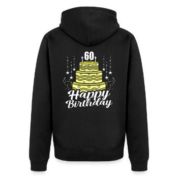 60th birthday - Unisex Premium Organic Zip Hoodie - black - Back - Nico (187cm)