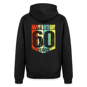 60ème anniversaire - Veste à capuche bio Premium Unisexe - noir - Dos - Nico (187cm)