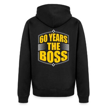 60th birthday - Unisex Premium Organic Zip Hoodie - black - Back - Nico (187cm)