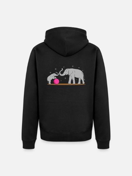 Elefant - Unisex Premium Bio Zip Hoodie - Schwarz