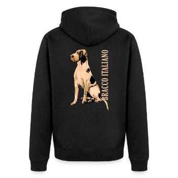 Bracco Italiano - Unisex Premium Bio Zip Hoodie - Schwarz - Hinten - Nico (187cm)