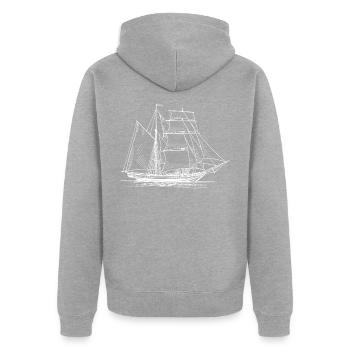 Segelschiff - Unisex Premium Bio Zip Hoodie - Grau meliert - Hinten - Nico (187cm)