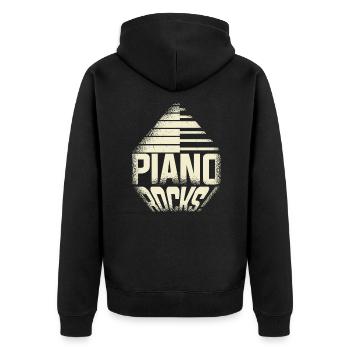Klavier - Unisex Premium Bio Zip Hoodie - Schwarz - Hinten - Nico (187cm)