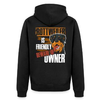 Rottweiler Besitzer - Unisex Premium Bio Zip Hoodie - Schwarz - Hinten - Nico (187cm)