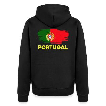 Portugal - Unisex Premium Bio Zip Hoodie - Schwarz - Hinten - Nico (187cm)