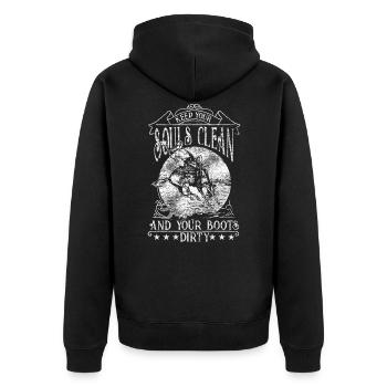 Cowboy Cowboystiefel - Unisex Premium Bio Zip Hoodie - Schwarz - Hinten - Nico (187cm)