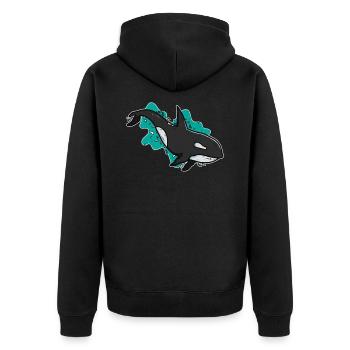 Killerwal Tierliebhaber - Unisex Premium Bio Zip Hoodie - Schwarz - Hinten - Nico (187cm)
