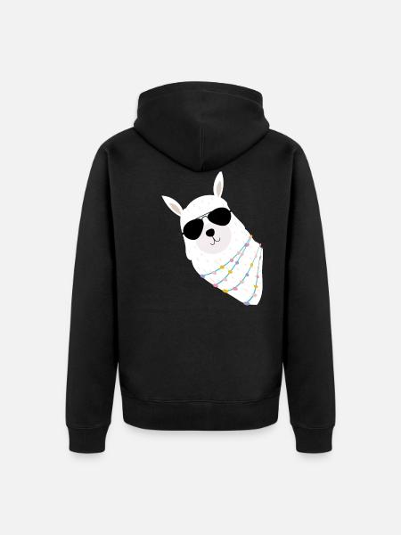 Lama - Unisex Premium Bio Zip Hoodie - Schwarz