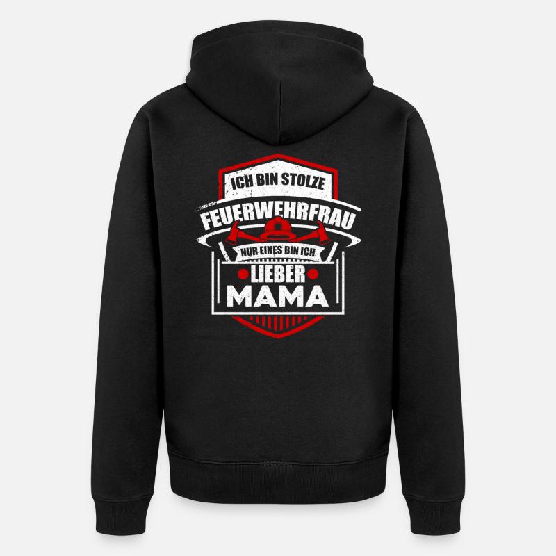 Feuerwehrfrau - Unisex Premium Bio Zip Hoodie - Schwarz