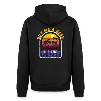 Junggesellenabschied - Unisex Premium Bio Zip Hoodie - Schwarz - Hinten - Nico (187cm)