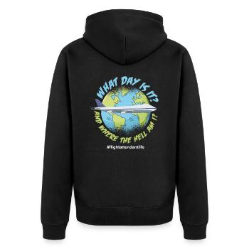 Flight attendant Globetrotter - Unisex Premium Organic Zip Hoodie - black - Back - Nico (187cm)