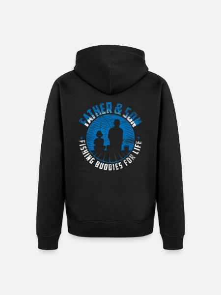 Père fils pêcheur - Veste à capuche bio Premium Unisexe - noir