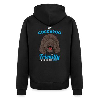 Cockapoo - Unisex Premium Bio Zip Hoodie - Schwarz - Hinten - Nico (187cm)