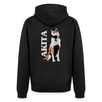 Akita - Unisex Premium Bio Zip Hoodie - Schwarz - Hinten - Nico (187cm)