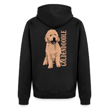 Goldendoodle - Unisex Premium Bio Zip Hoodie - Schwarz - Hinten - Nico (187cm)