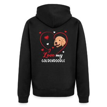 Goldendoodle - Unisex Premium Bio Zip Hoodie - Schwarz - Hinten - Nico (187cm)