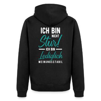 lustiger spruch - Unisex Premium Bio Zip Hoodie - Schwarz - Hinten - Nico (187cm)