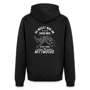 Klarinette - Unisex Premium Bio Zip Hoodie - Schwarz - Hinten - Nico (187cm)