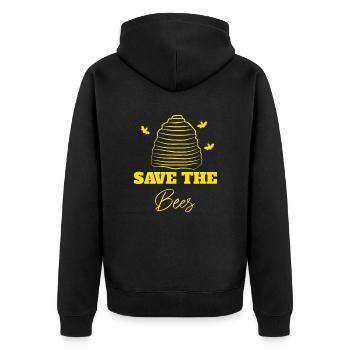 Bee Environmental Protection - Unisex Premium Organic Zip Hoodie - black - Back - Nico (187cm)
