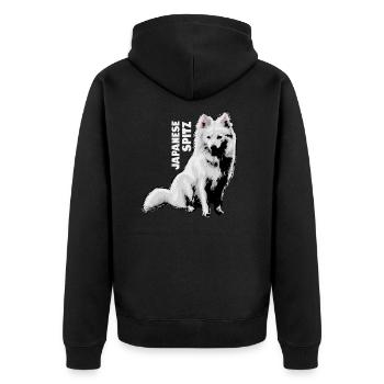 Japan Spitz - Unisex Premium Bio Zip Hoodie - Schwarz - Hinten - Nico (187cm)