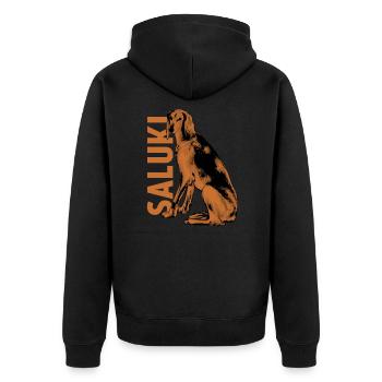 Saluki - Unisex Premium Organic Zip Hoodie - black - Back - Nico (187cm)