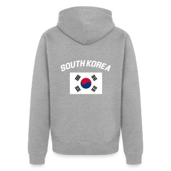 Korea - Unisex Premium Organic Zip Hoodie - heather grey - Back - Nico (187cm)