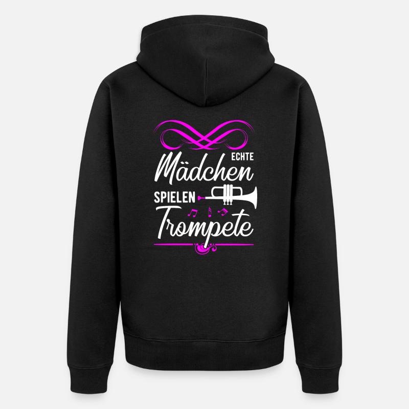 Trompete - Unisex Premium Bio Zip Hoodie - Schwarz