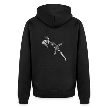 Gecko - Unisex Premium Bio Zip Hoodie - Schwarz - Hinten - Nico (187cm)