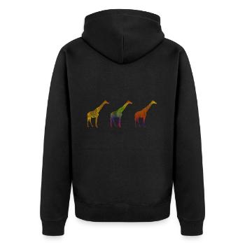 Giraffe Savanne - Unisex Premium Bio Zip Hoodie - Schwarz - Hinten - Nico (187cm)