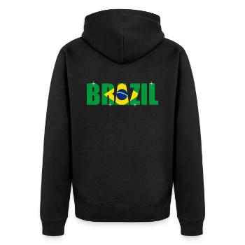 Brazil - Unisex Premium Organic Zip Hoodie - black - Back - Nico (187cm)