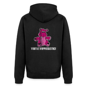 hippo - Unisex Premium Organic Zip Hoodie - black - Back - Nico (187cm)
