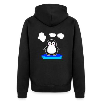 Pinguin Niedliches Tier - Unisex Premium Bio Zip Hoodie - Schwarz - Hinten - Nico (187cm)