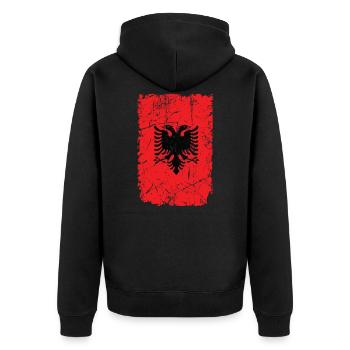 Albanien - Unisex Premium Bio Zip Hoodie - Schwarz - Hinten - Nico (187cm)