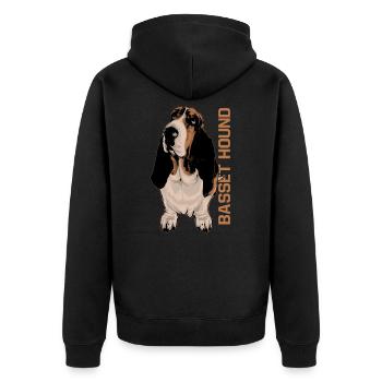 Basset Hound - Unisex Premium Organic Zip Hoodie - black - Back - Nico (187cm)