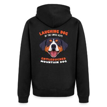 Entlebucher Sennenhund - Unisex Premium Bio Zip Hoodie - Schwarz - Hinten - Nico (187cm)