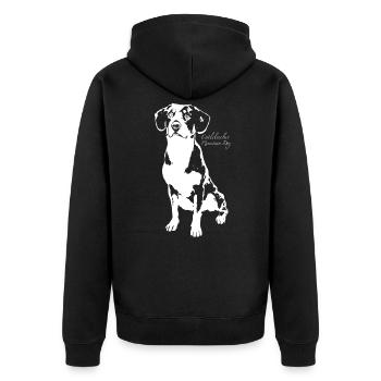 Entlebucher Sennenhund - Unisex Premium Bio Zip Hoodie - Schwarz - Hinten - Nico (187cm)