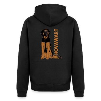 Hovawart - Unisex Premium Bio Zip Hoodie - Schwarz - Hinten - Nico (187cm)
