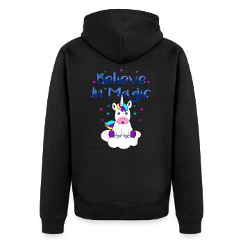 Einhorn - Unisex Premium Bio Zip Hoodie - Schwarz - Hinten - Nico (187cm)
