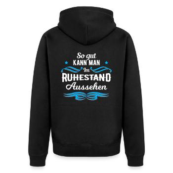 Pension de retraite - Veste à capuche bio Premium Unisexe - noir - Dos - Nico (187cm)