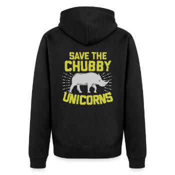 Nashorn - Unisex Premium Bio Zip Hoodie - Schwarz - Hinten - Nico (187cm)