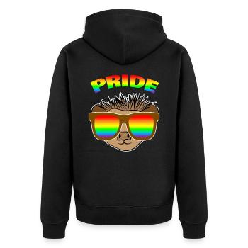 Igel Regenbogen - Unisex Premium Bio Zip Hoodie - Schwarz - Hinten - Nico (187cm)