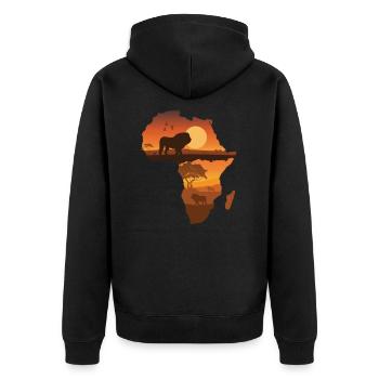 Löwe Safari - Unisex Premium Bio Zip Hoodie - Schwarz - Hinten - Nico (187cm)
