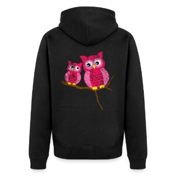 Eule Niedliches Tier - Unisex Premium Bio Zip Hoodie - Schwarz - Hinten - Nico (187cm)
