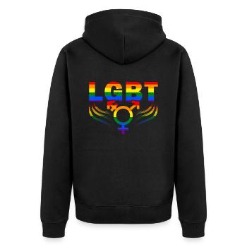 Lgbt - Unisex Premium Bio Zip Hoodie - Schwarz - Hinten - Nico (187cm)